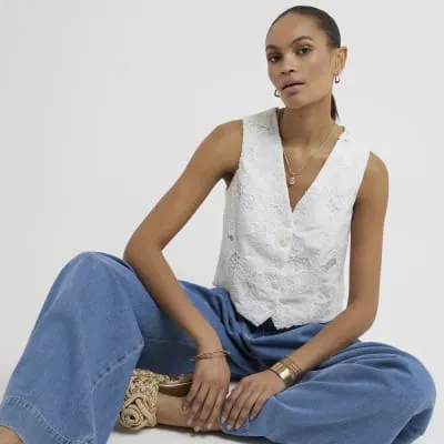 White floral broderie waistcoat sold by River Island