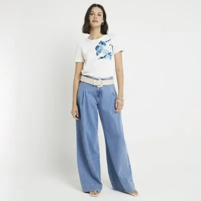 Cream floral graphic t-shirt sold by River Island