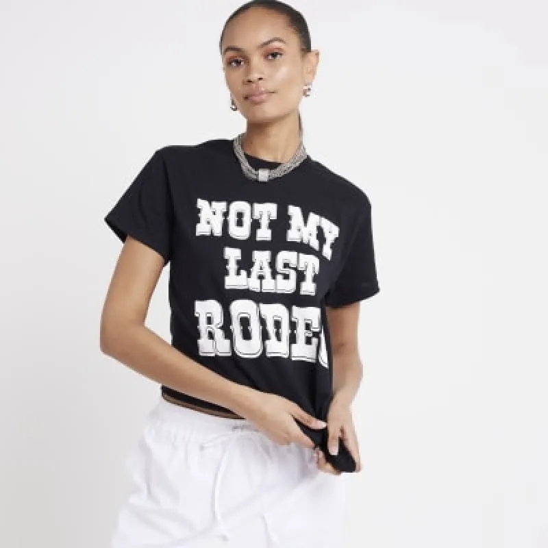Black rodeo graphic print t-shirt sold by River Island