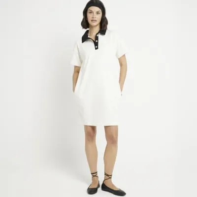 Cream polo t-shirt mini dress sold by River Island