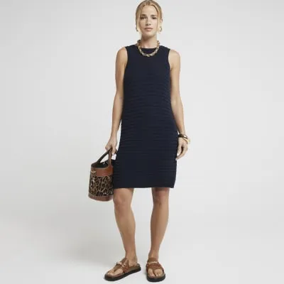 Navy bodycon crochet mini dress sold by River Island