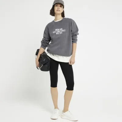 Black high waisted cropped leggings sold by River Island