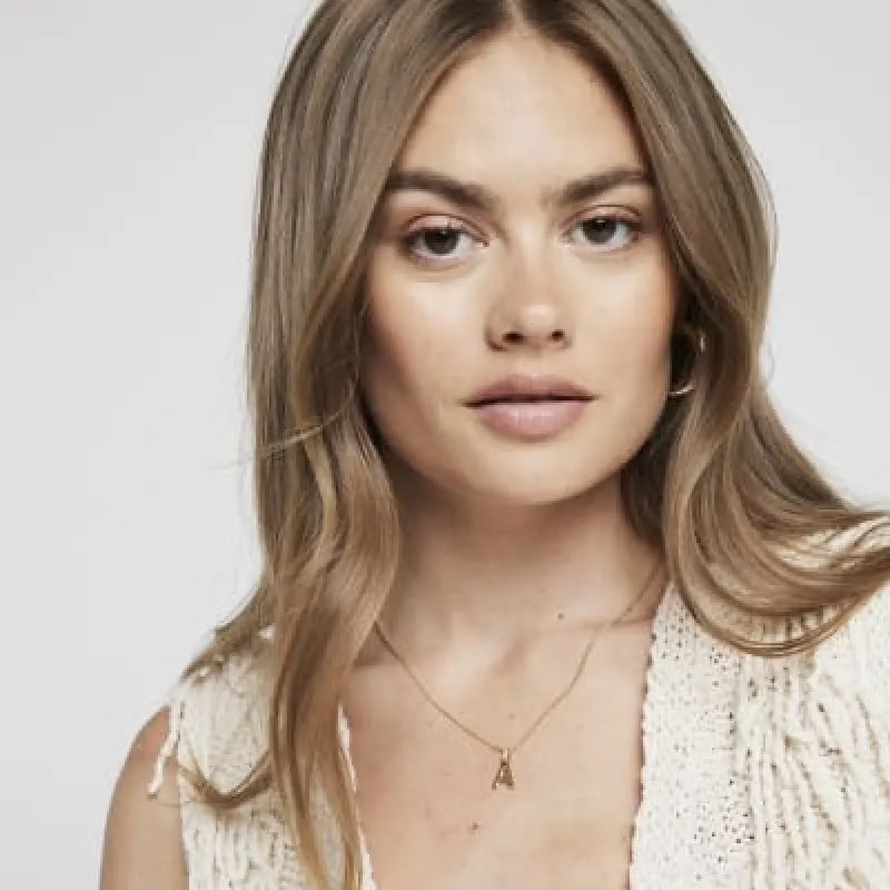 Gold Plated A Initial Necklace sold by River Island