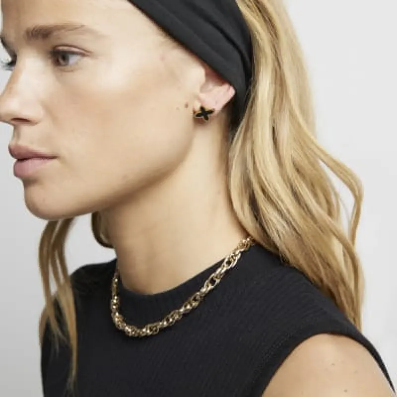 Black Clover Stud Earrings sold by River Island