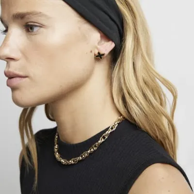 Black Clover Stud Earrings sold by River Island