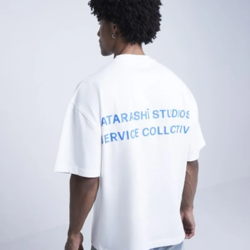 White oversized fit graphic script t-shirt sold by River Island