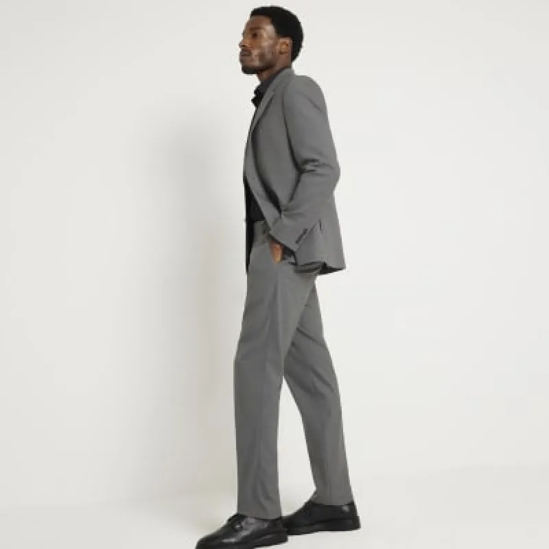 Grey slim fit suit trousers sold by River Island