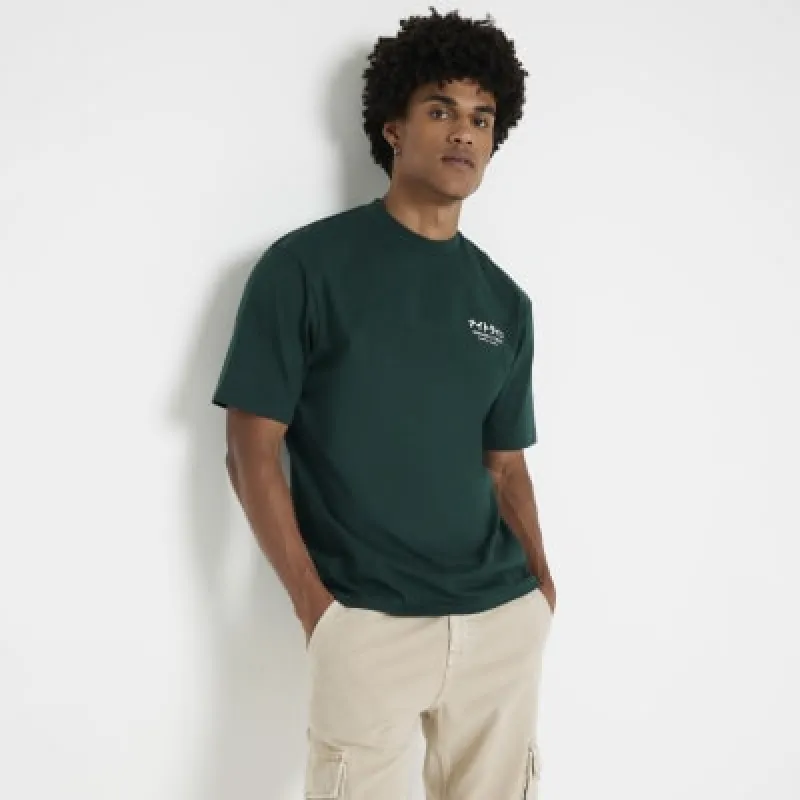 Green Regular Fit Graphic Print T-shirt sold by River Island