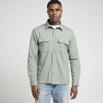 Green Regular Fit Jersey Overshirt sold by River Island