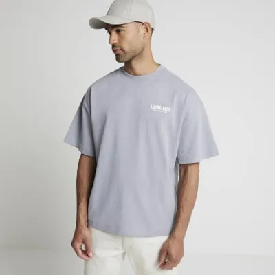 Grey oversized fit graphic print t-shirt sold by River Island