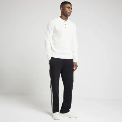 Beige slim fit waffle knit polo shirt sold by River Island