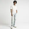 Stone regular fit linen blend stripe shirt sold by River Island