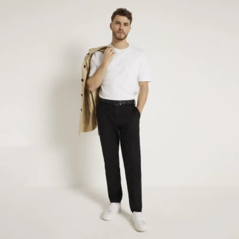 Black slim fit smart chino trousers sold by River Island