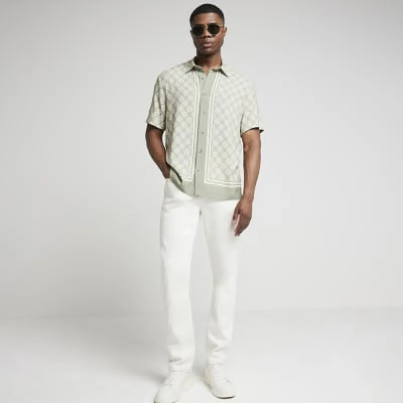 Green regular fit geometric shirt sold by River Island