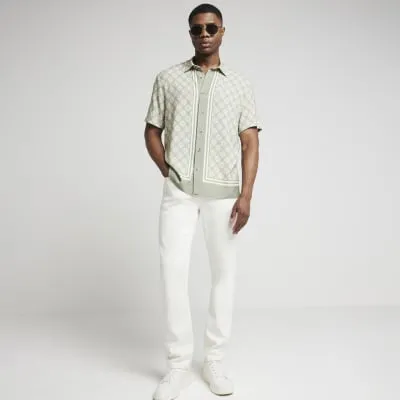 Green regular fit geometric shirt sold by River Island