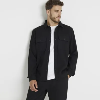 Black Regular Fit Jersey Overshirt sold by River Island