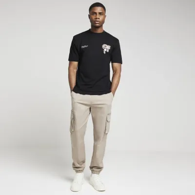 Black regular fit dragon graphic t-shirt sold by River Island