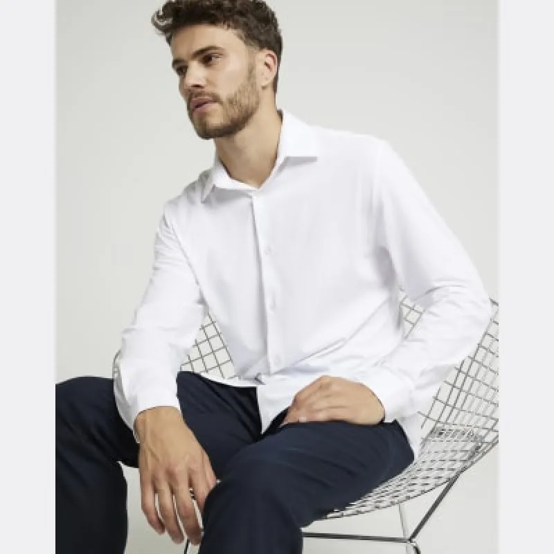 White slim fit long sleeve shirt sold by River Island