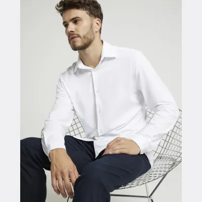White slim fit long sleeve shirt sold by River Island