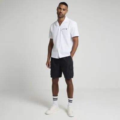 White Regular Fit Embroidered Revere Shirt sold by River Island