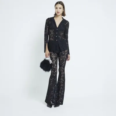 Black Lace Long Sleeve Shirt sold by River Island