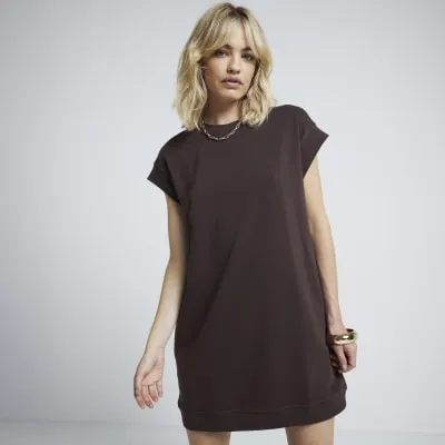 Brown sleeveless sweatshirt mini dress sold by River Island