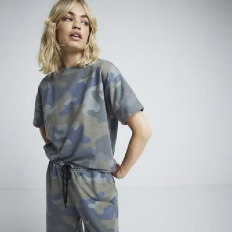 Green camo sweatshirt t-shirt sold by River Island