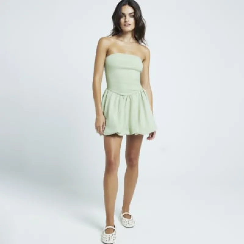 Khaki bubble hem bandeau mini dress sold by River Island