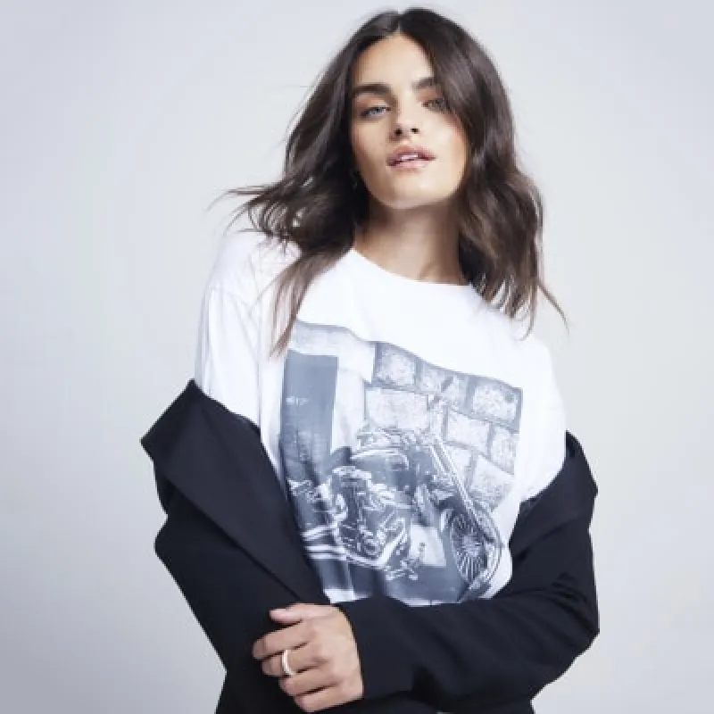 White Motorbike Graphic T-shirt sold by River Island