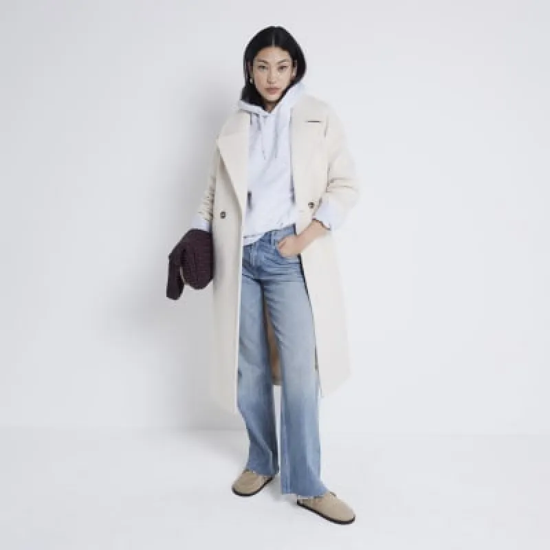 Cream Double breasted Slouch Coat sold by River Island