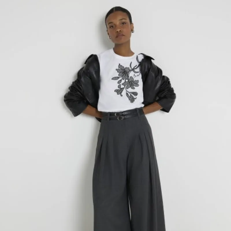 White embellished floral t-shirt sold by River Island