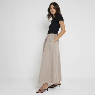 Beige Poplin Prom Midi Skirt sold by River Island