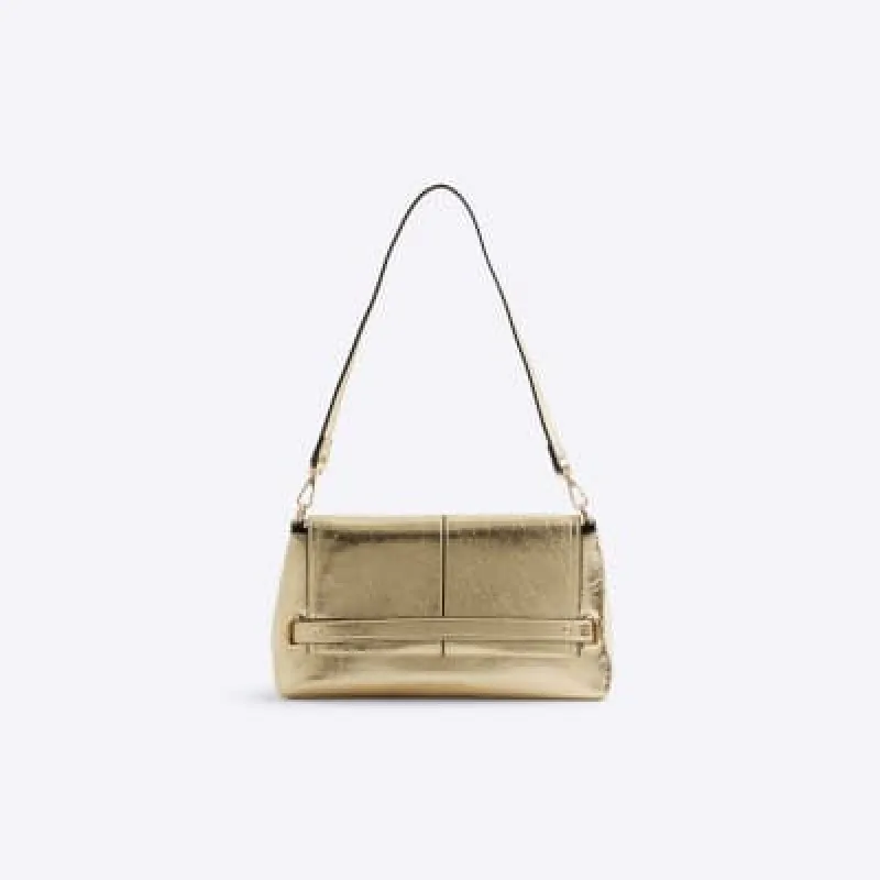 Gold Fold Over Small Clutch Bag sold by River Island