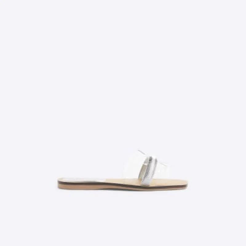 Silver Perspex Cut Out Sandals sold by River Island