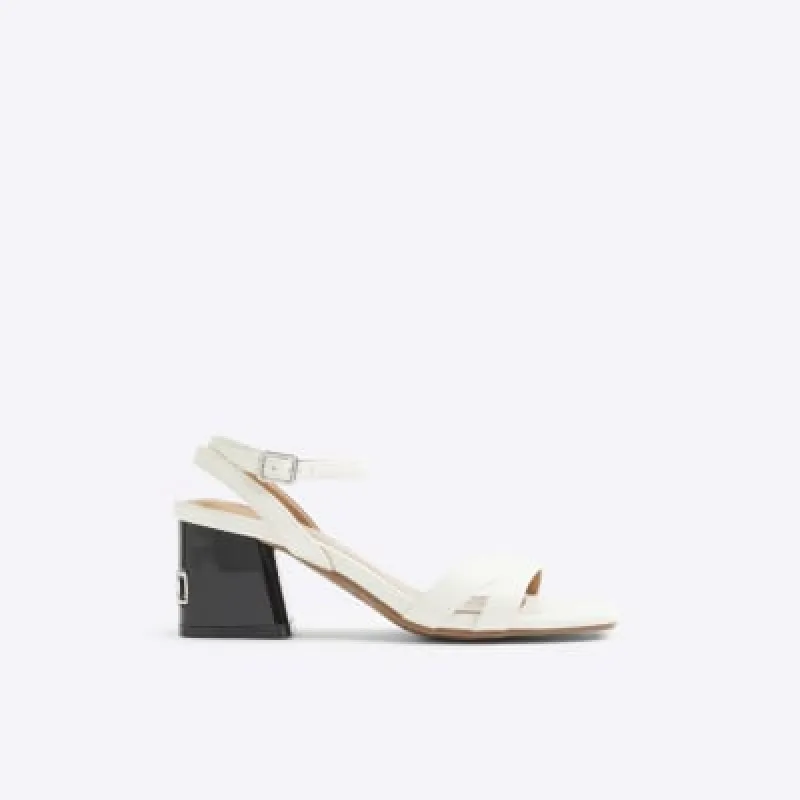 White hardware detail block heeled sandals sold by River Island