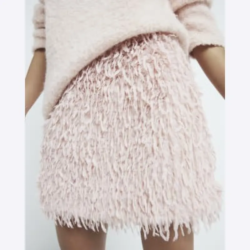 Pink feather texture mini skirt sold by River Island