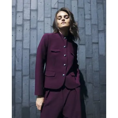 Dark Red button up crepe military jacket sold by River Island