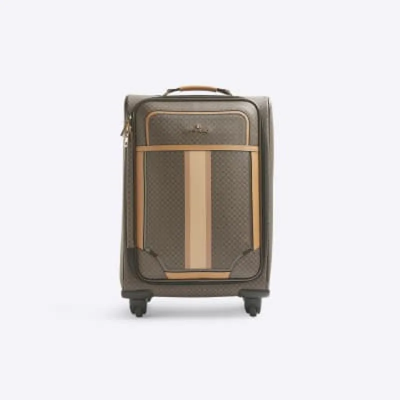 Brown stripe RI monogram suitcase made by River Island