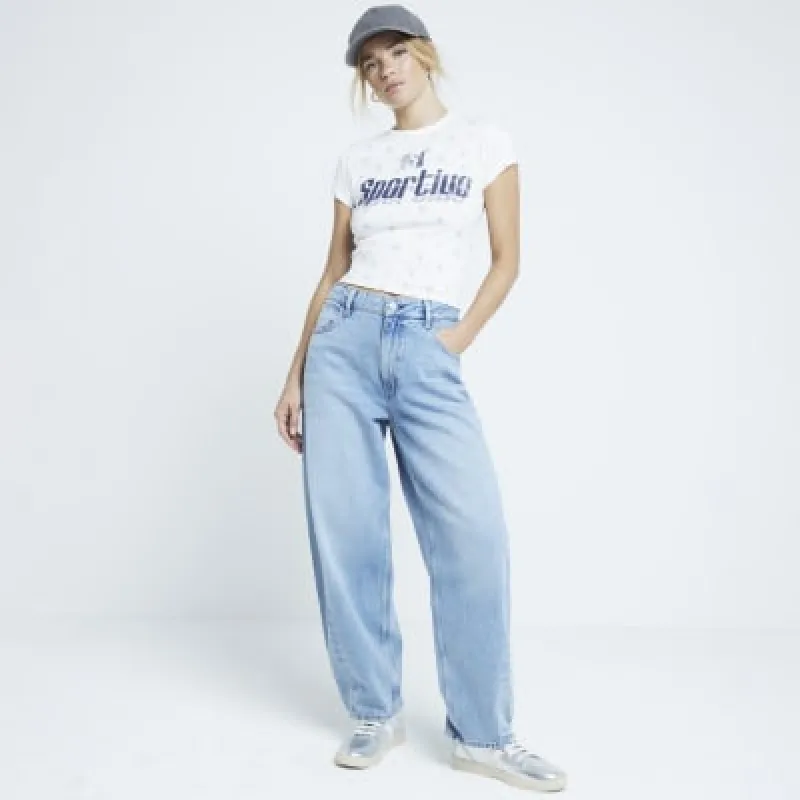 White slogan graphic t-shirt sold by River Island