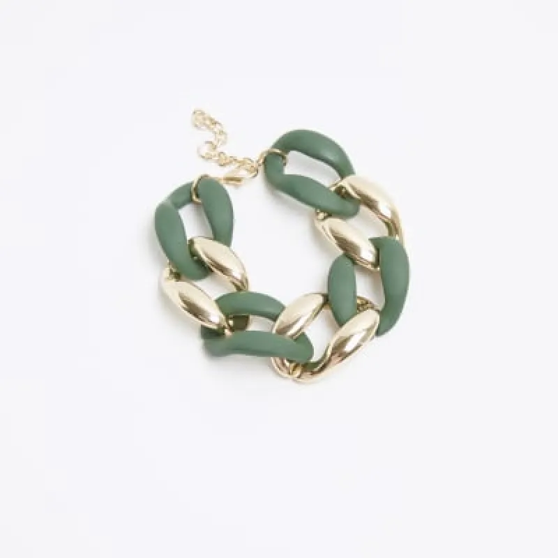 Green chain link bracelet sold by River Island