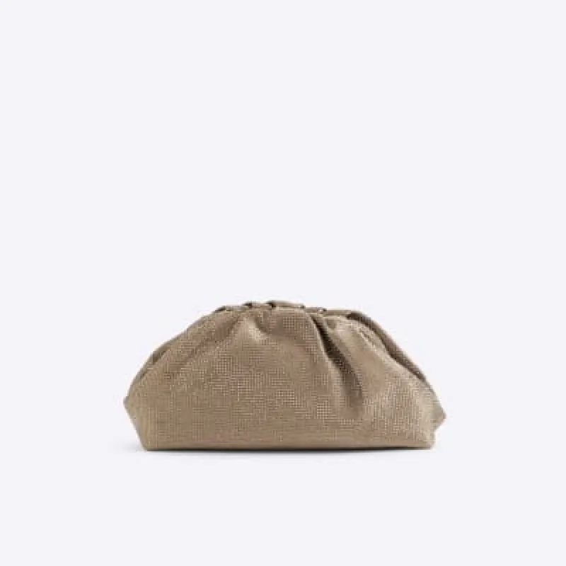 Bronze diamante clutch bag sold by River Island