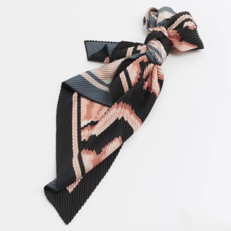 Black Geometric Floral Plisse Scarf sold by River Island