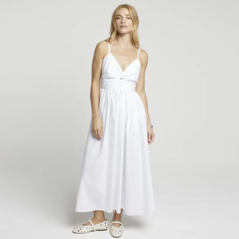 White twist front skater midi dress sold by River Island