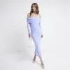 Blue bardot mesh midi dress sold by River Island