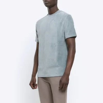 Green slim fit corduroy t-shirt sold by River Island