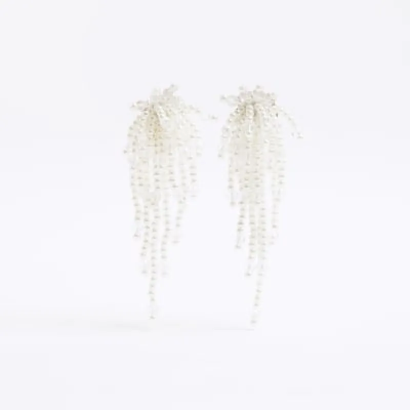 White Pearl Cascade Stud Earrings sold by River Island