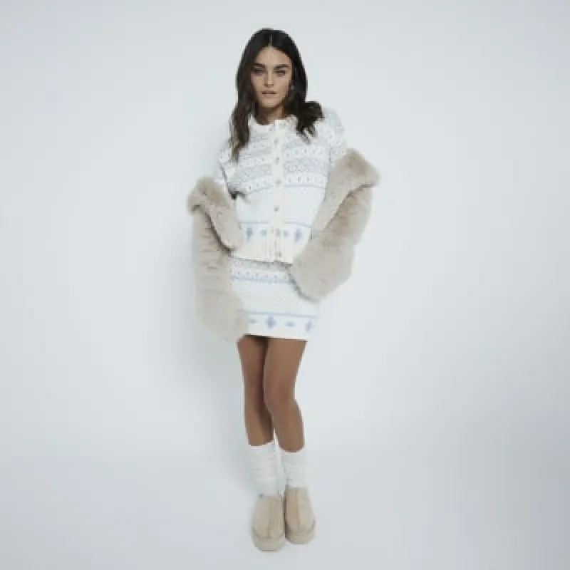 Cream Fair Isle Knitted Mini Skirt sold by River Island