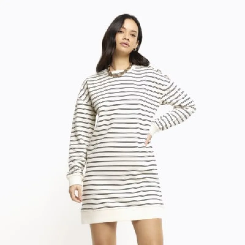 Cream stripe sweatshirt mini dress sold by River Island