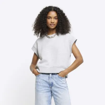 Grey sweatshirt tank top sold by River Island