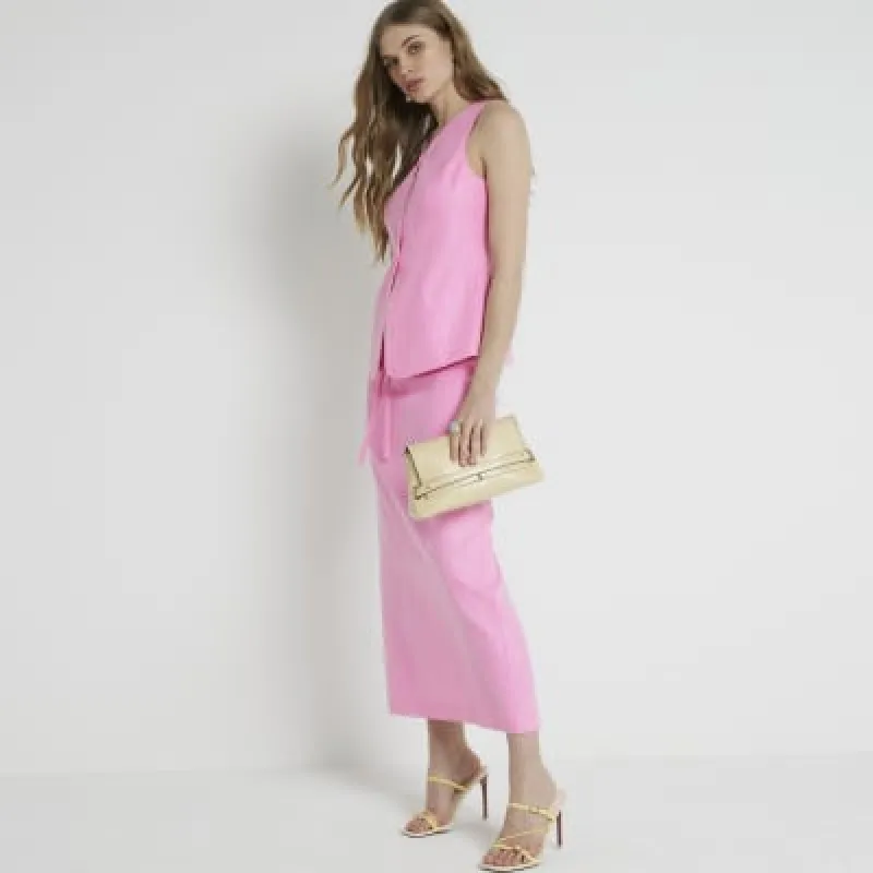 RI Studio Pink texture pencil maxi skirt sold by River Island